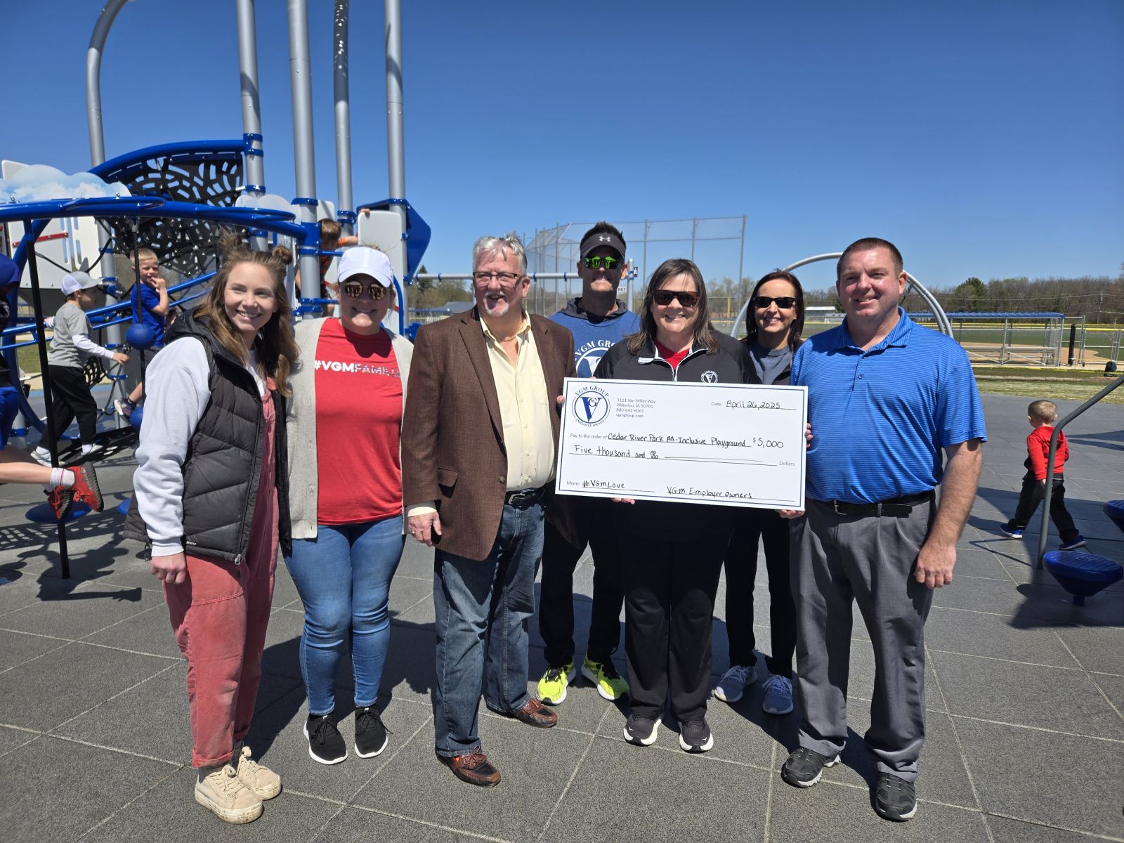 VGM Group Presents Their Donation To The Cedar River Park Project in Waverly, Iowa.