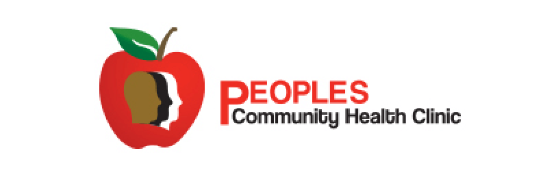 Peoples Community Health Clinic logo with apple and faces within it