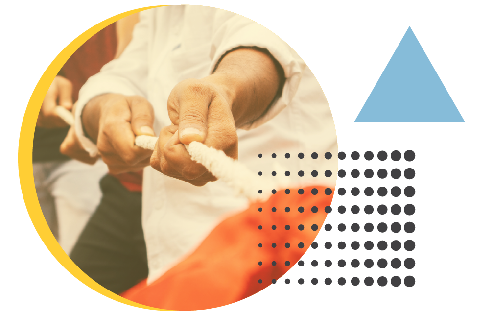 vector graphic of team working together to build a puzzle