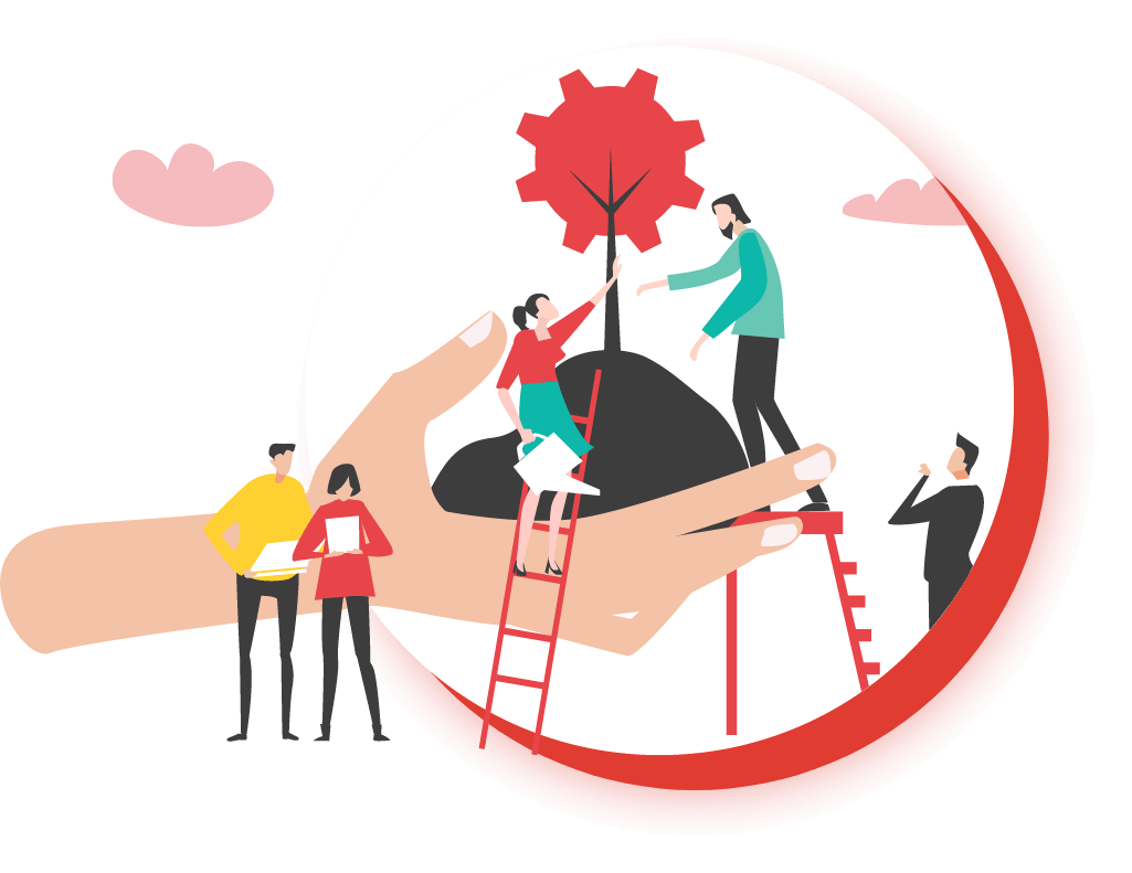 vector image of people working together in a community